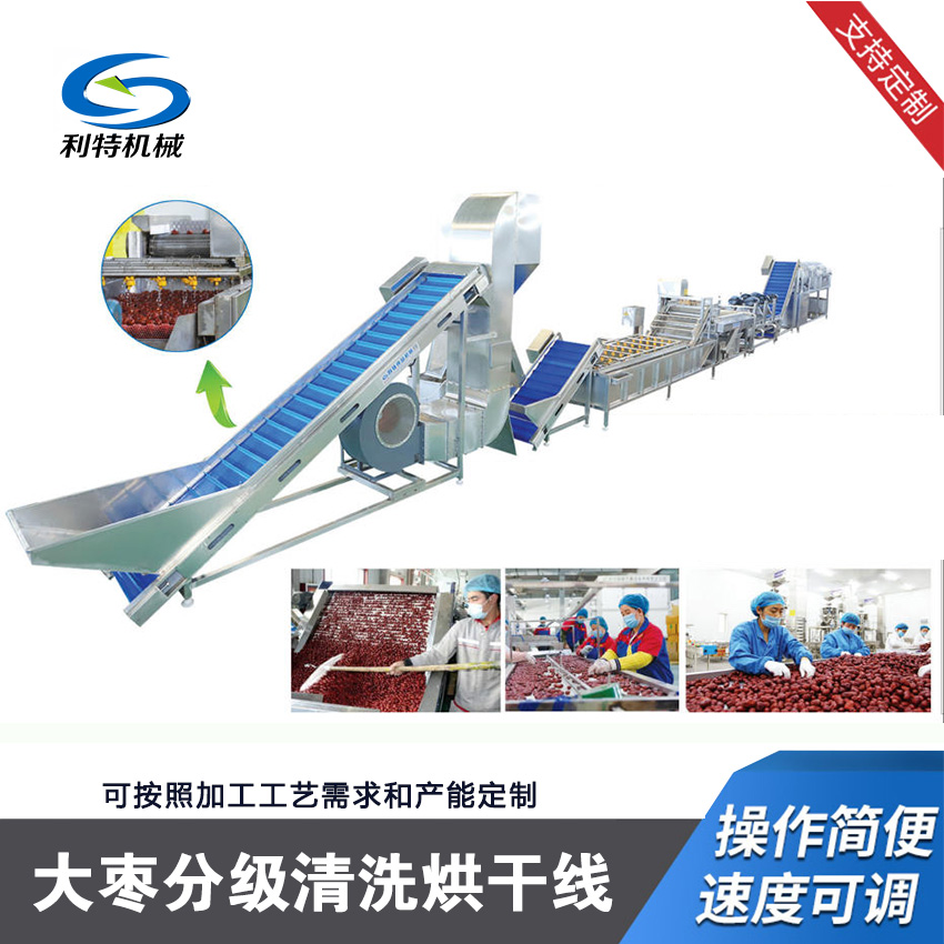 大棗分級清洗烘幹（gàn）流水（shuǐ）線